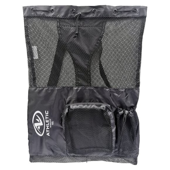 Athletic Works Deluxe Mesh Swim Bag, 40L Capacity, with Zipper Pocket, Black - Picture 3 of 3